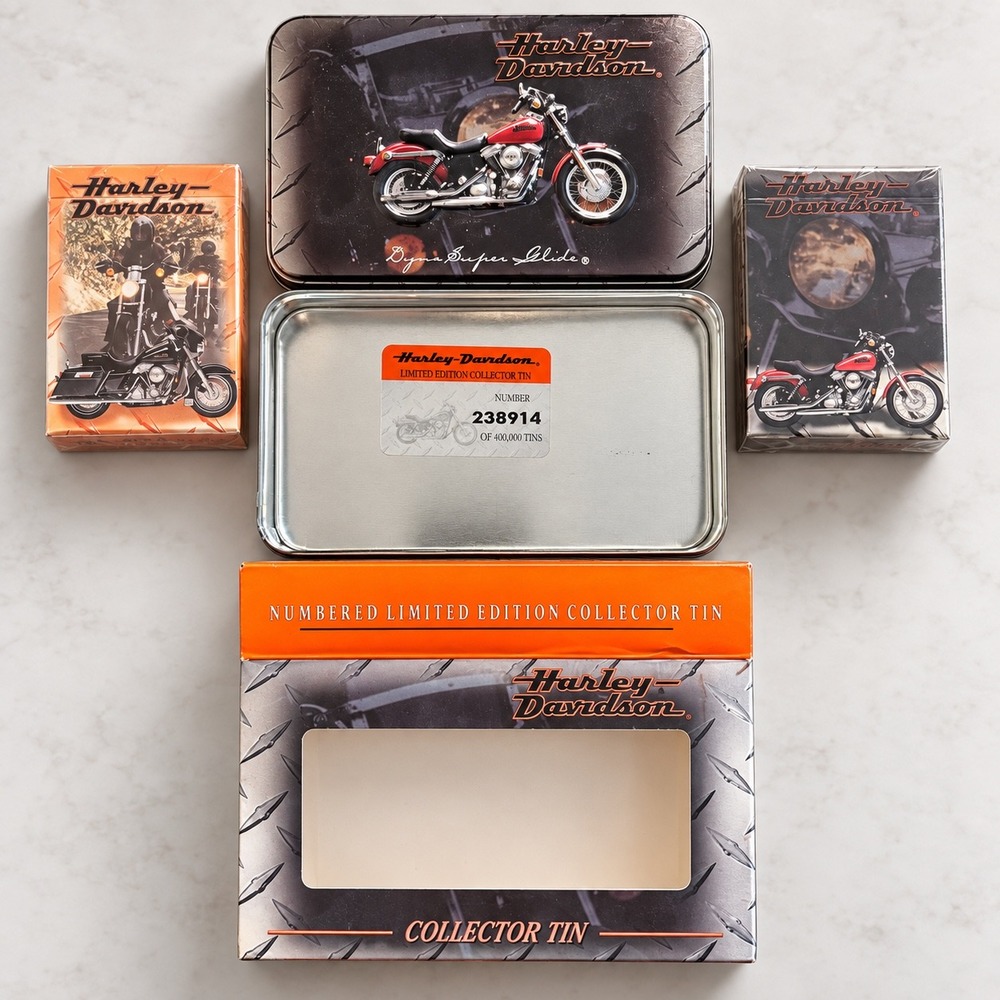 Harley Davidson Dyna Super Glide Limited Edition Collector Tin 2 Decks Cards NEW